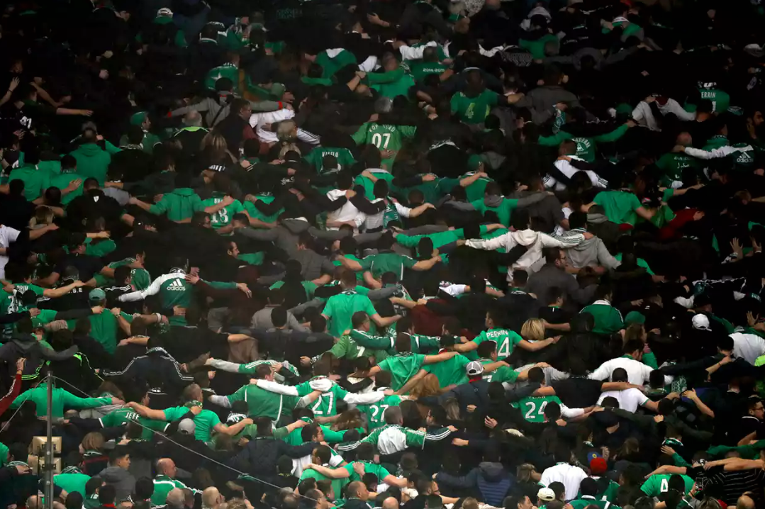 St Etienne fans celebrated into the night despite their side being 4-0 victims to Manchester United's Europa League progress.