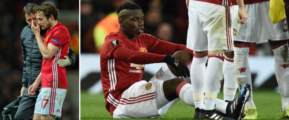 Neither Blind nor Pogba slipped on a banana, but neither was able to finish Manchester United's Europa League second leg against Rostov.