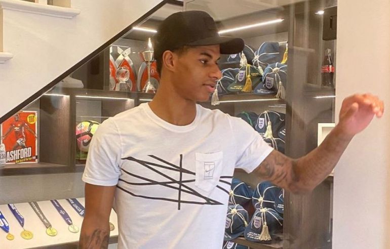 Photo: Rashford Shows Off Trophy Cabinet Full Of Englands Caps & Medals