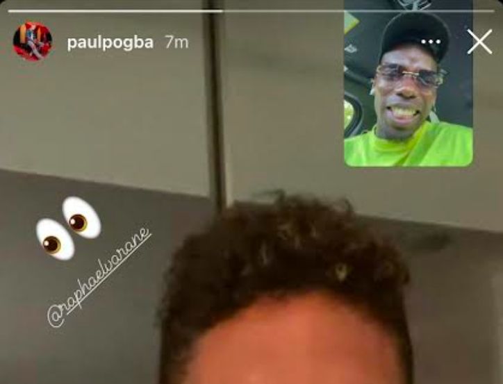 Photo) Paul Pogba posts upbeat FaceTime snap with Raphael Varane