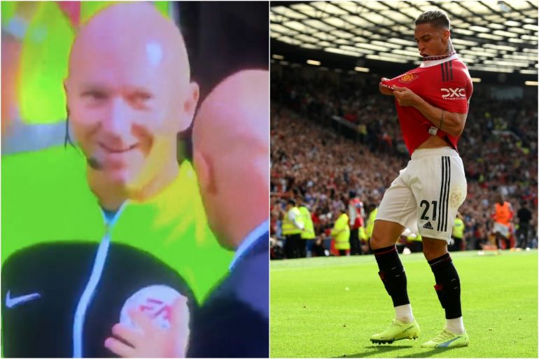 (Video) Fourth official appears to celebrate Antony's debut goal vs Arsenal
