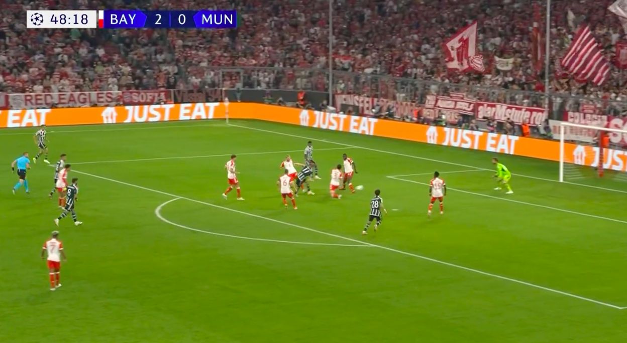 Rasmus Hojlund scores first Manchester United goal vs Bayern Munich