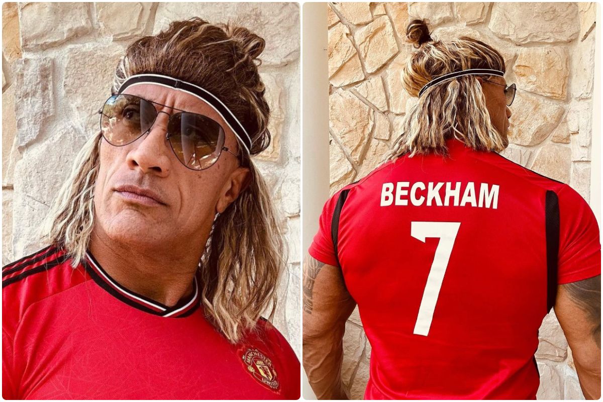 The Rock dresses up as David Beckham and the footballer responds: You  might need a bigger jersey