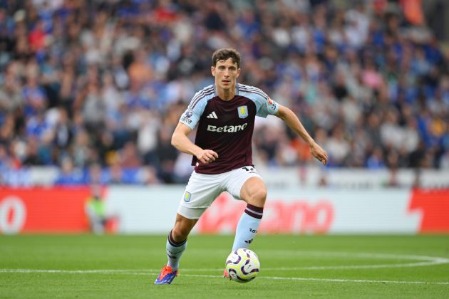 LEICESTER, ENGLAND - AUGUST 31: Pau Torres of Villa in action during the Premier League match between Leicester City FC and Aston Villa FC at The King Power Stadium on August 31, 2024 in Leicester, England.