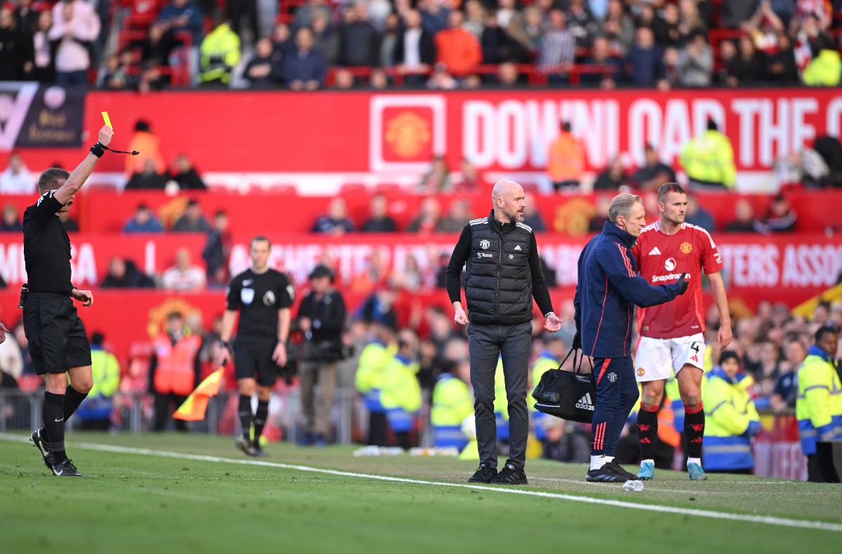 Darren Fletcher made his way down from the press box at Old Trafford to interrogate the match officials.