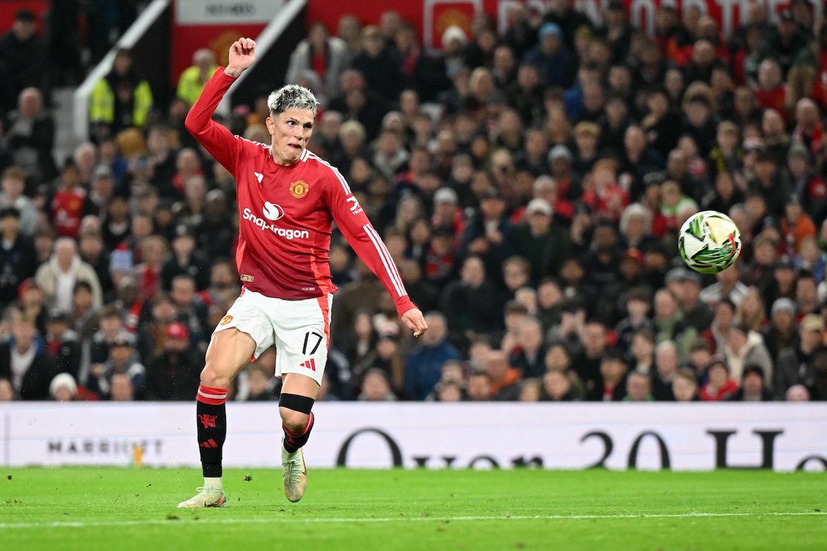 Alejandro Garnacho scores against Leicester City