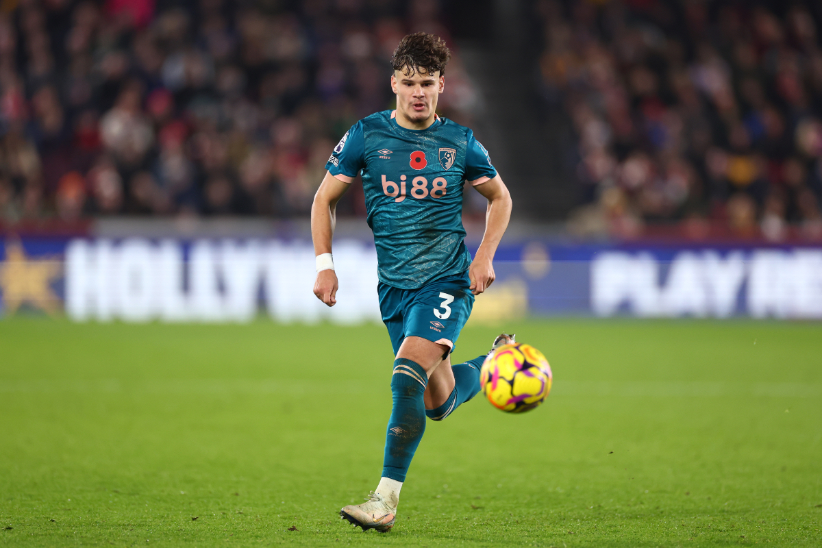 Milos Kerkez in action for Bournemouth.