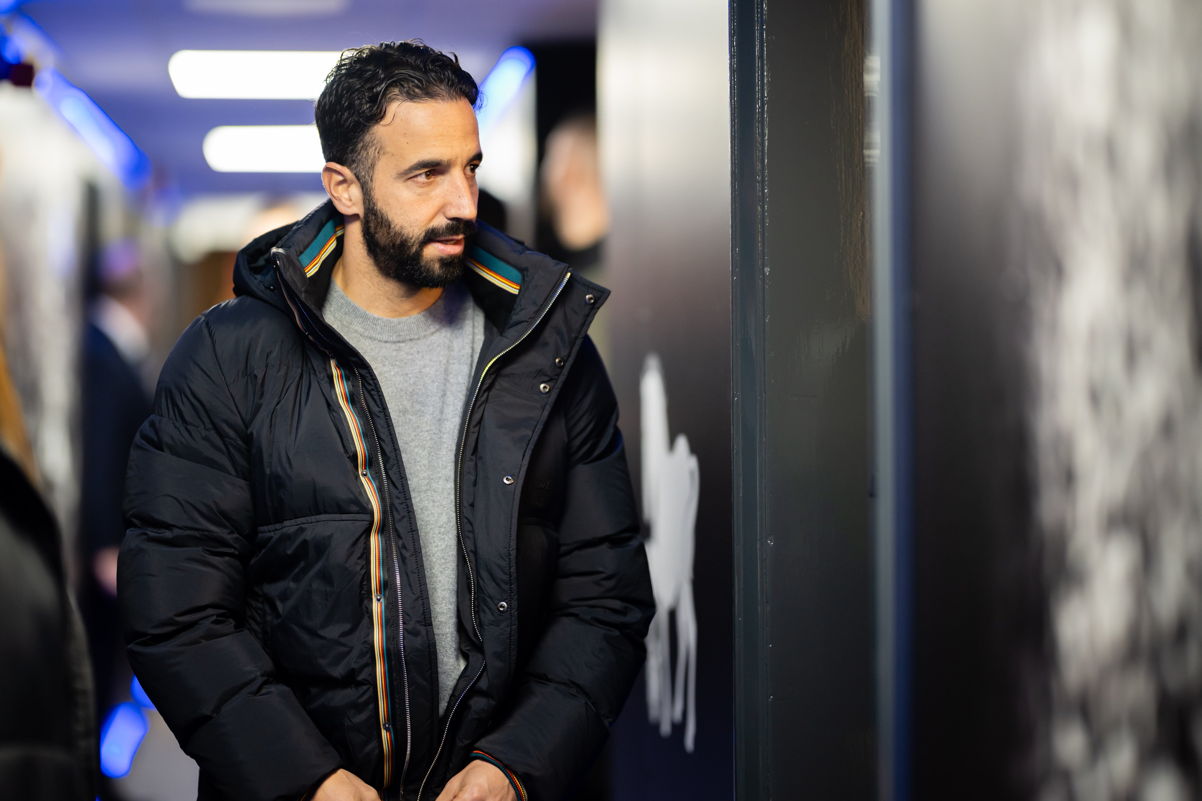 Ruben Amorim arrives at Portman Road ahead of kick-off.