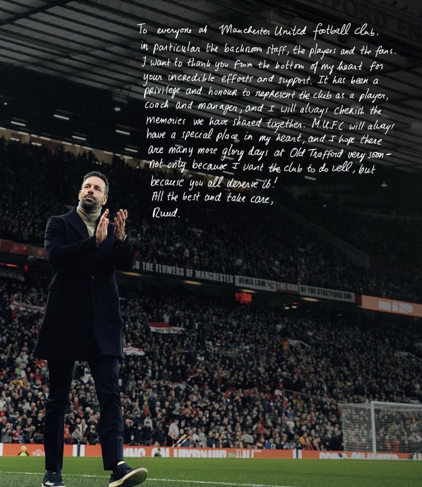 Ruud van Nistelrooy farewell message to Manchester United fans