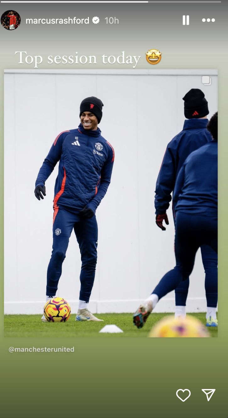 Marcus Rashford enjoys first training session under Ruben Amorim