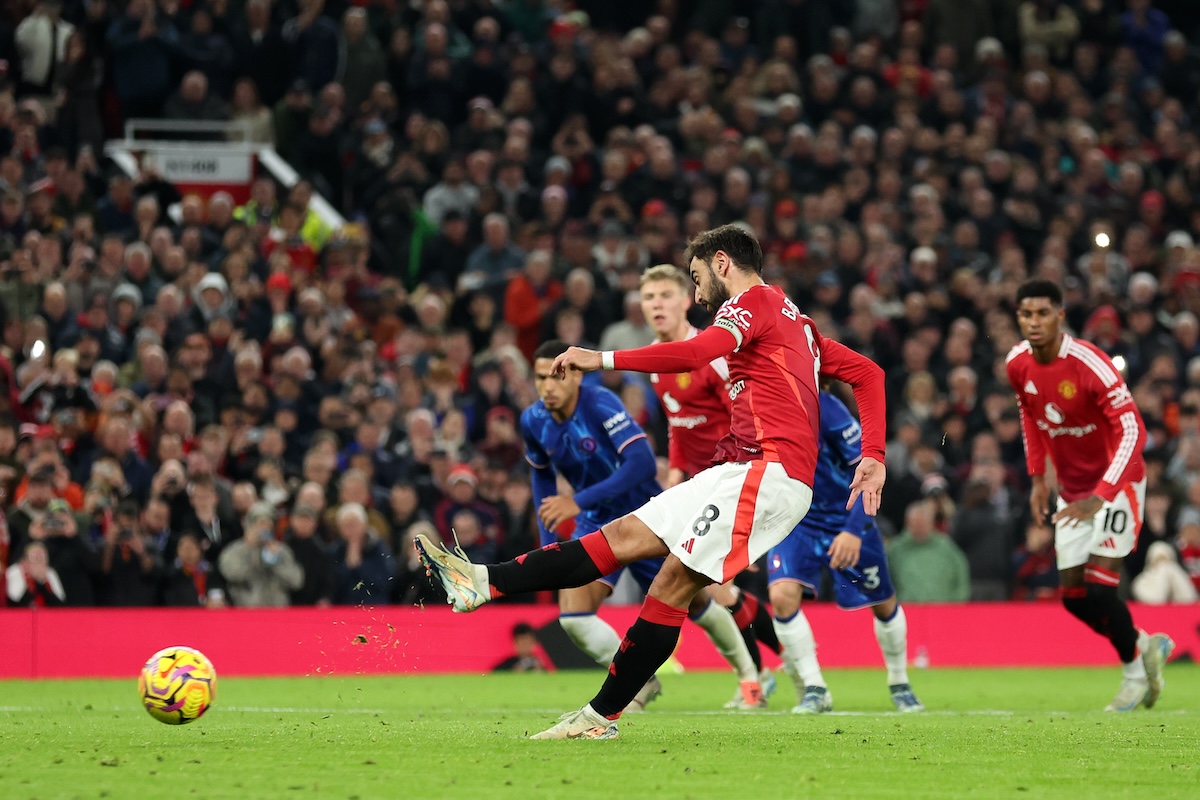 Bruno Fernandes opened the scoring against Chelsea at Old Trafford