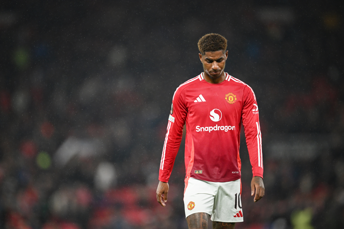 Marcus Rashford exits the pitch.