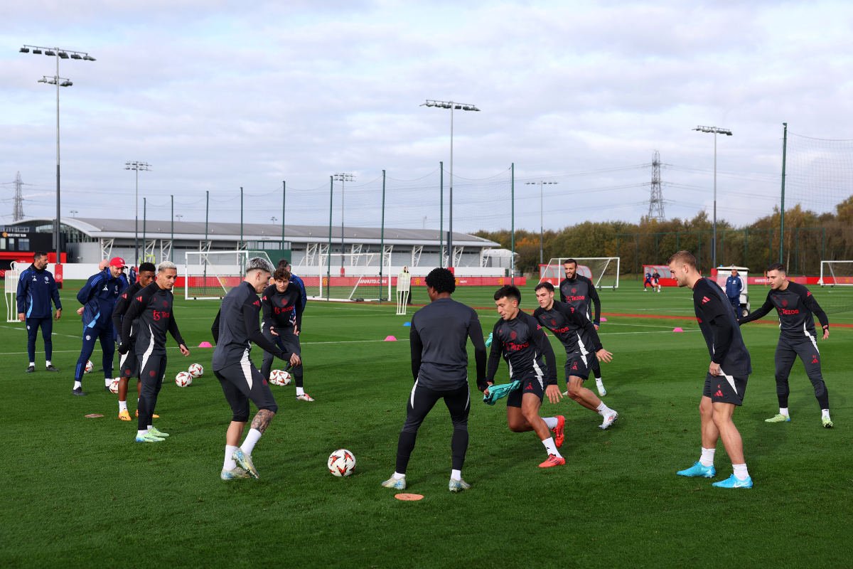 Antony trains with the United squad.