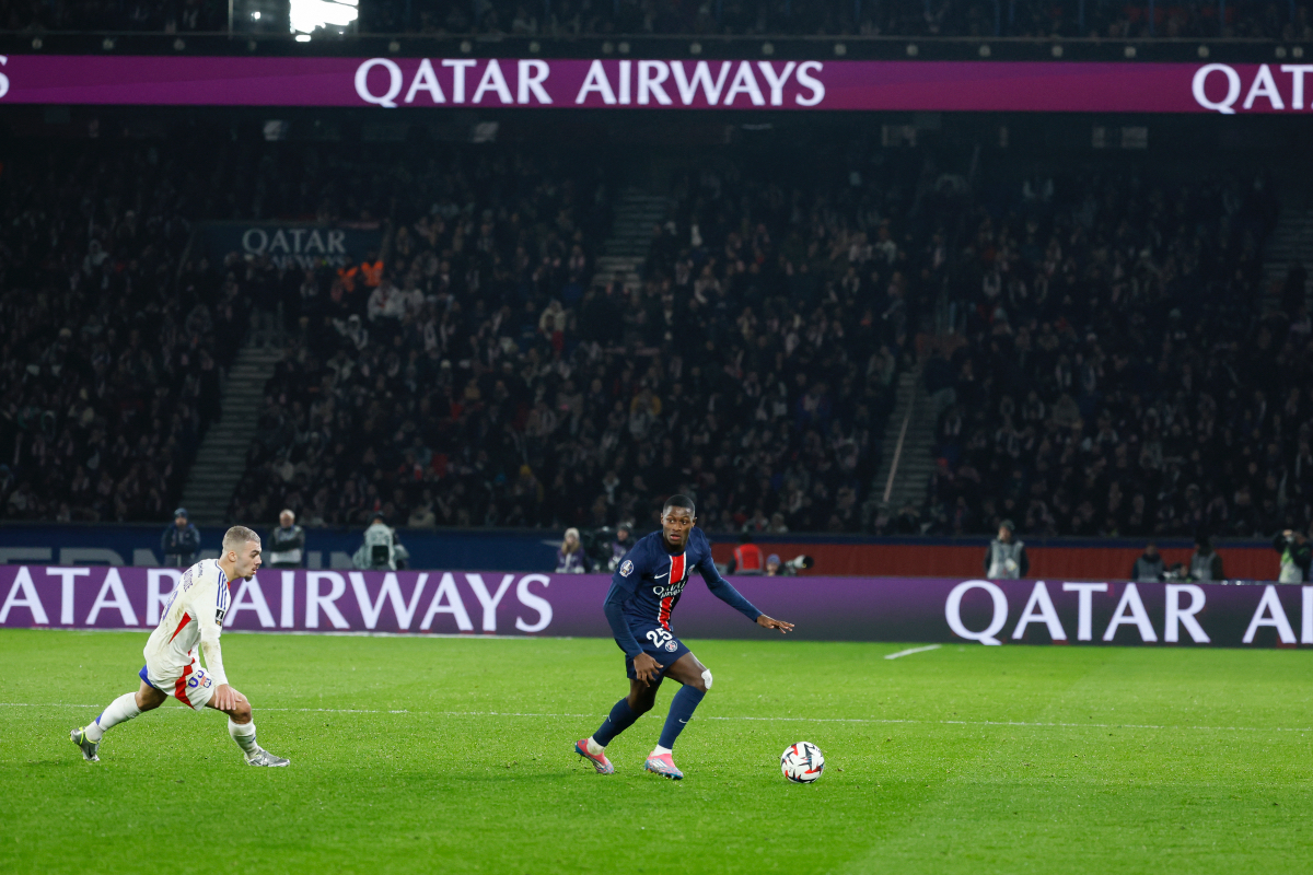 United-linked Nuno Mendes in action for PSG.