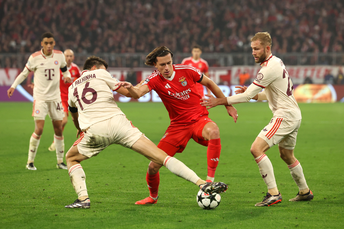 Alvaro Carreras in action for Benfica vs Bayern Munich.