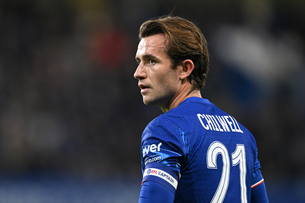 Ben Chilwell looks on as he represents Chelsea in the League Cup vs Barrow.