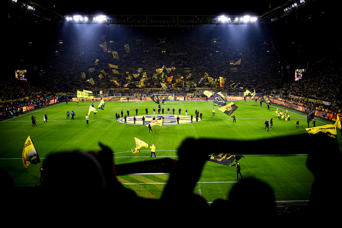 A general view inside Signal Iduna Park prior to kick-off between Borussia Dortmund and Bayer Leverkusen.