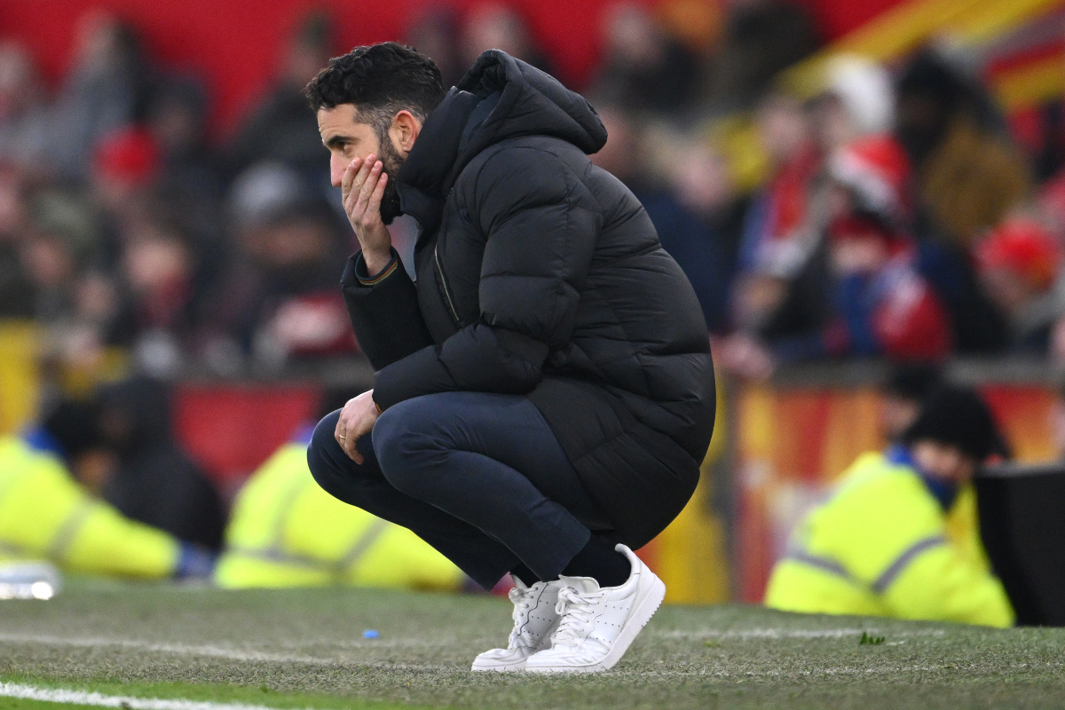 Ruben Amorim looks dejected on the touchline as Man United lose to Brighton.