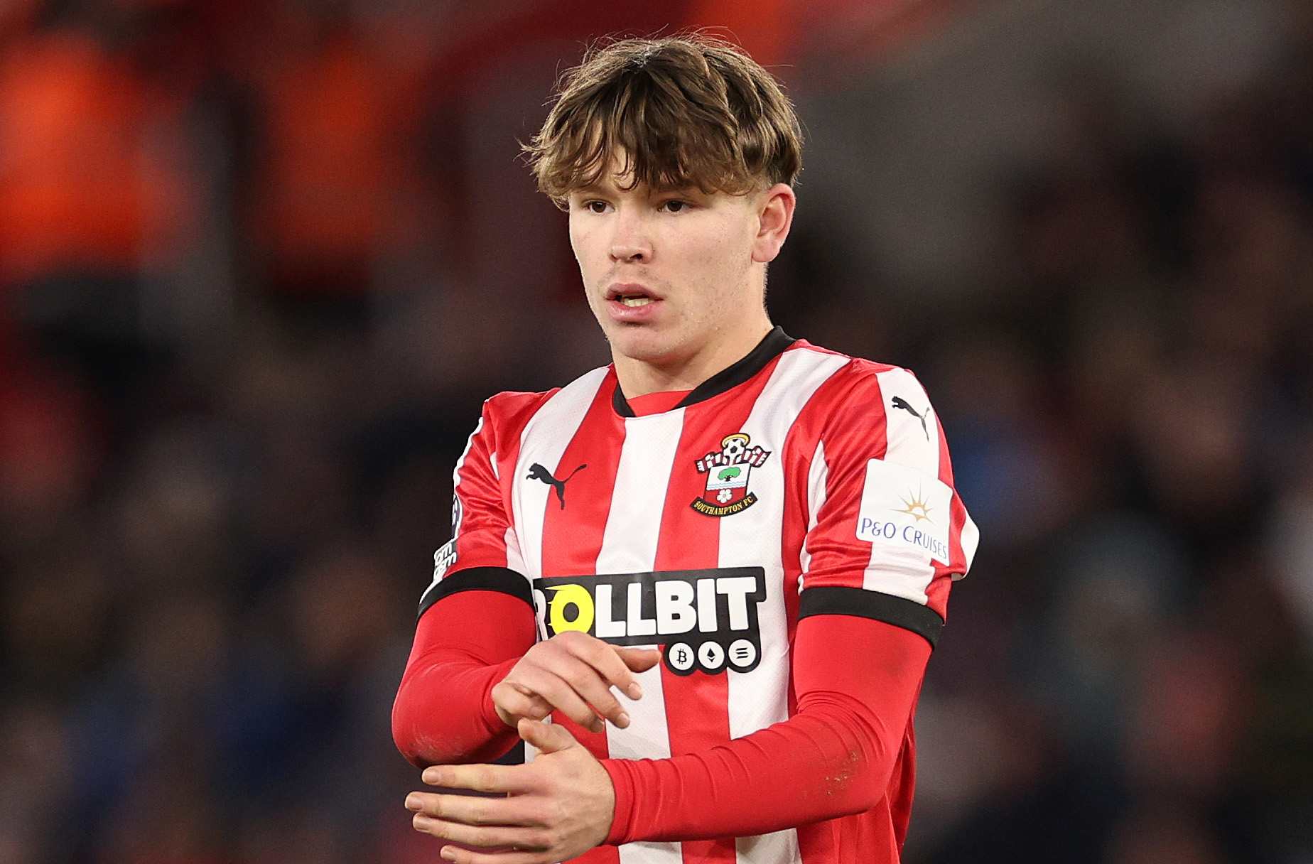 Tyler Dibling of Southampton looks on during the Premier League match between Southampton FC and Brentford FC at St Mary's Stadium 