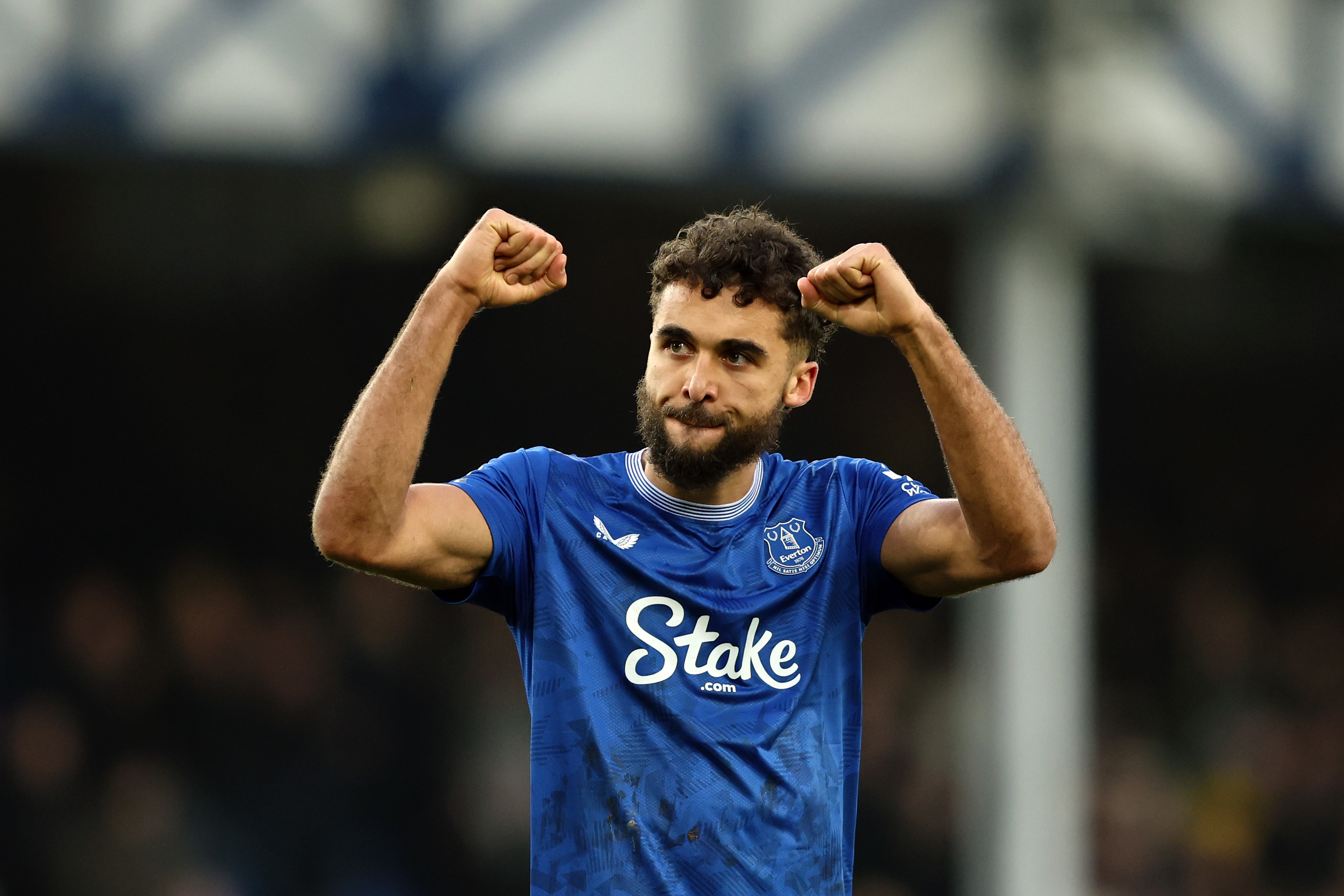 Dominic Calvert-Lewin celebrates after Everton’s win over Tottenham.