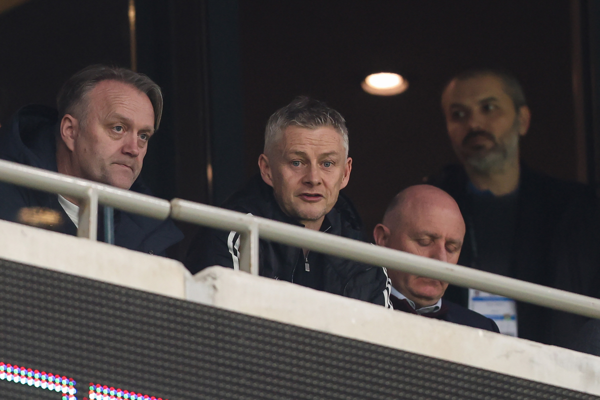 Ole Gunnar Solskjaer watches on from the stands during a Besiktas match.