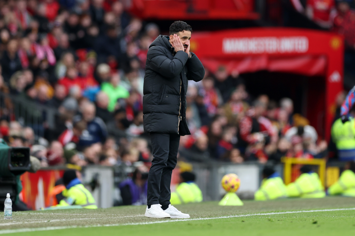 Ruben Amorim reacts on the touchline as Man United trail to Crystal Palace.