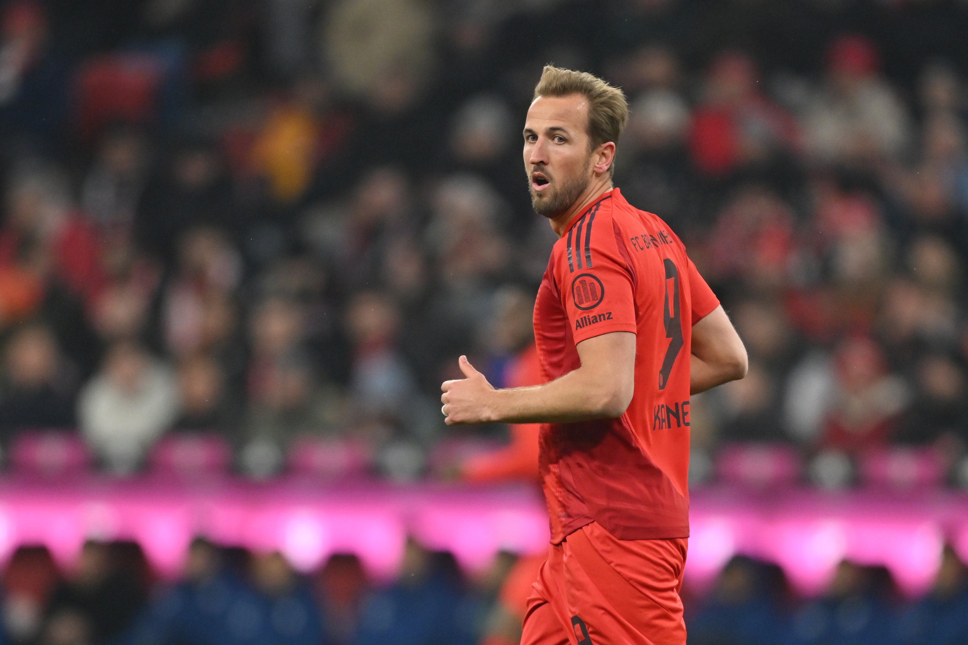 Harry Kane on the pitch for Bayern Munich