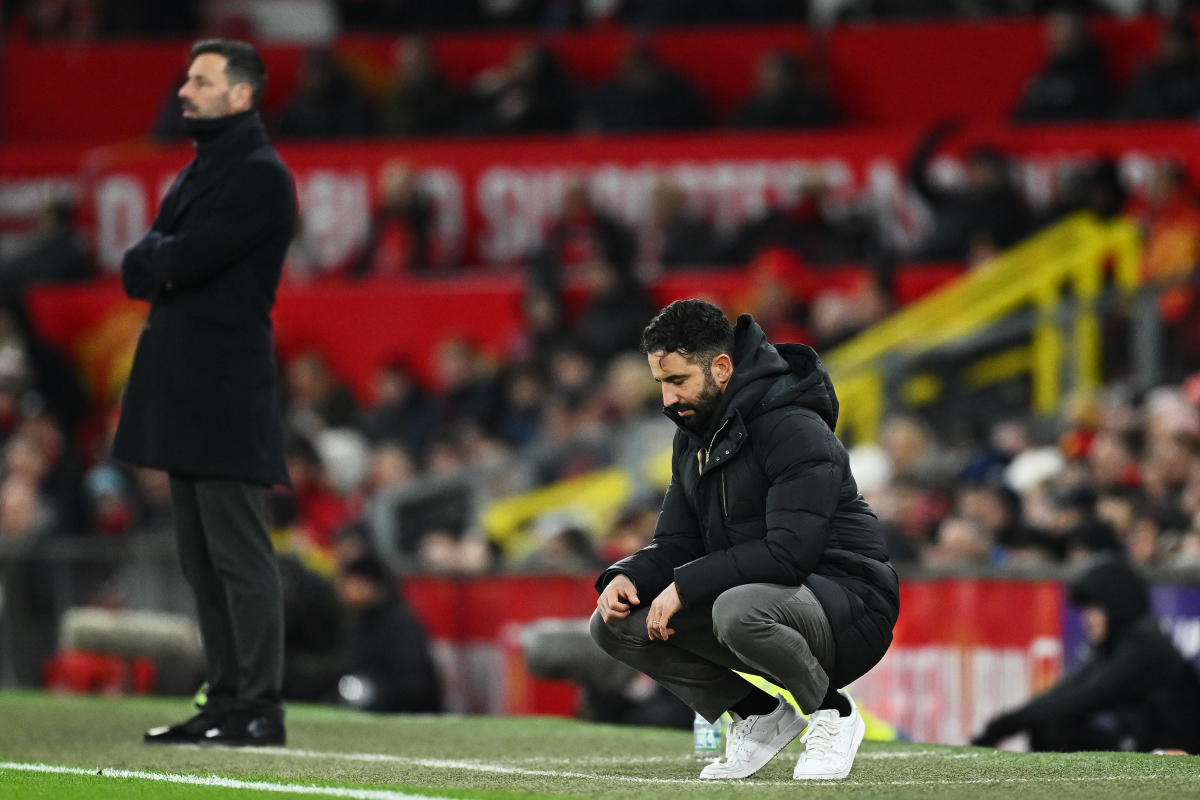 Ruben Amorim looks dejected on the touchline during Manchester United’s FA Cup tie vs Leicester City