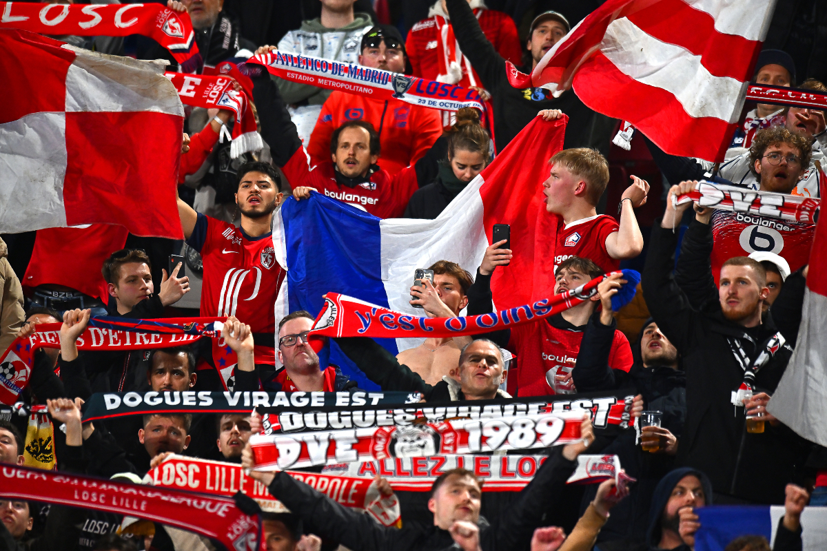 A general view of Lille fans during the side’s UCL game against Bologna.