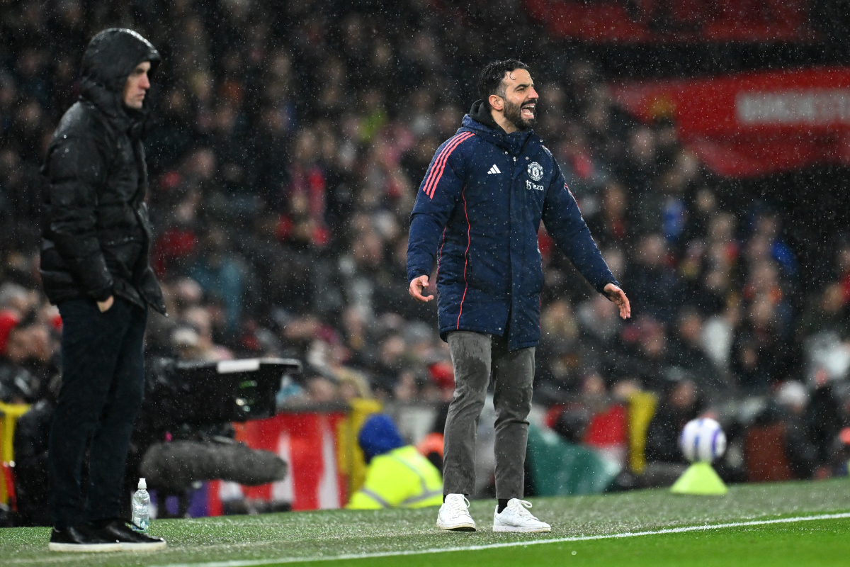 Ruben Amorim looks on from the touchline as Man United trail to Ipswich Town.