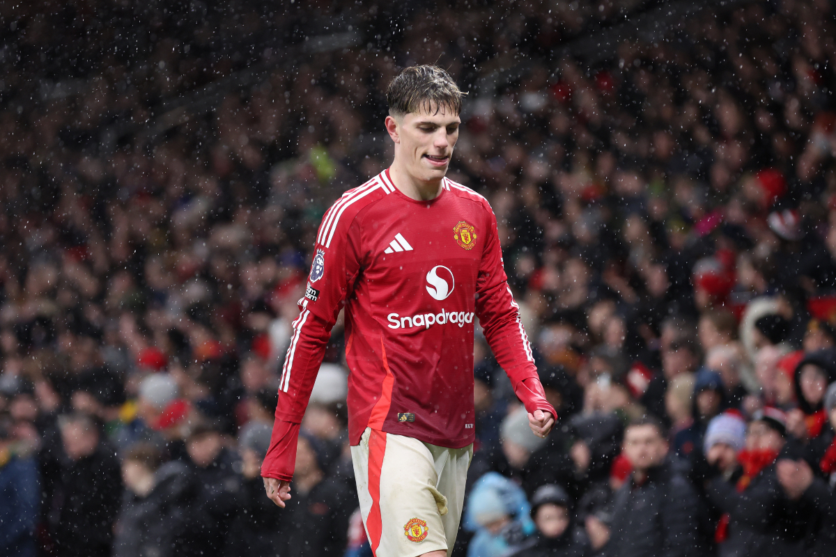 Alejandro Garnacho walks down the tunnel after being substituted early against Ipswich.