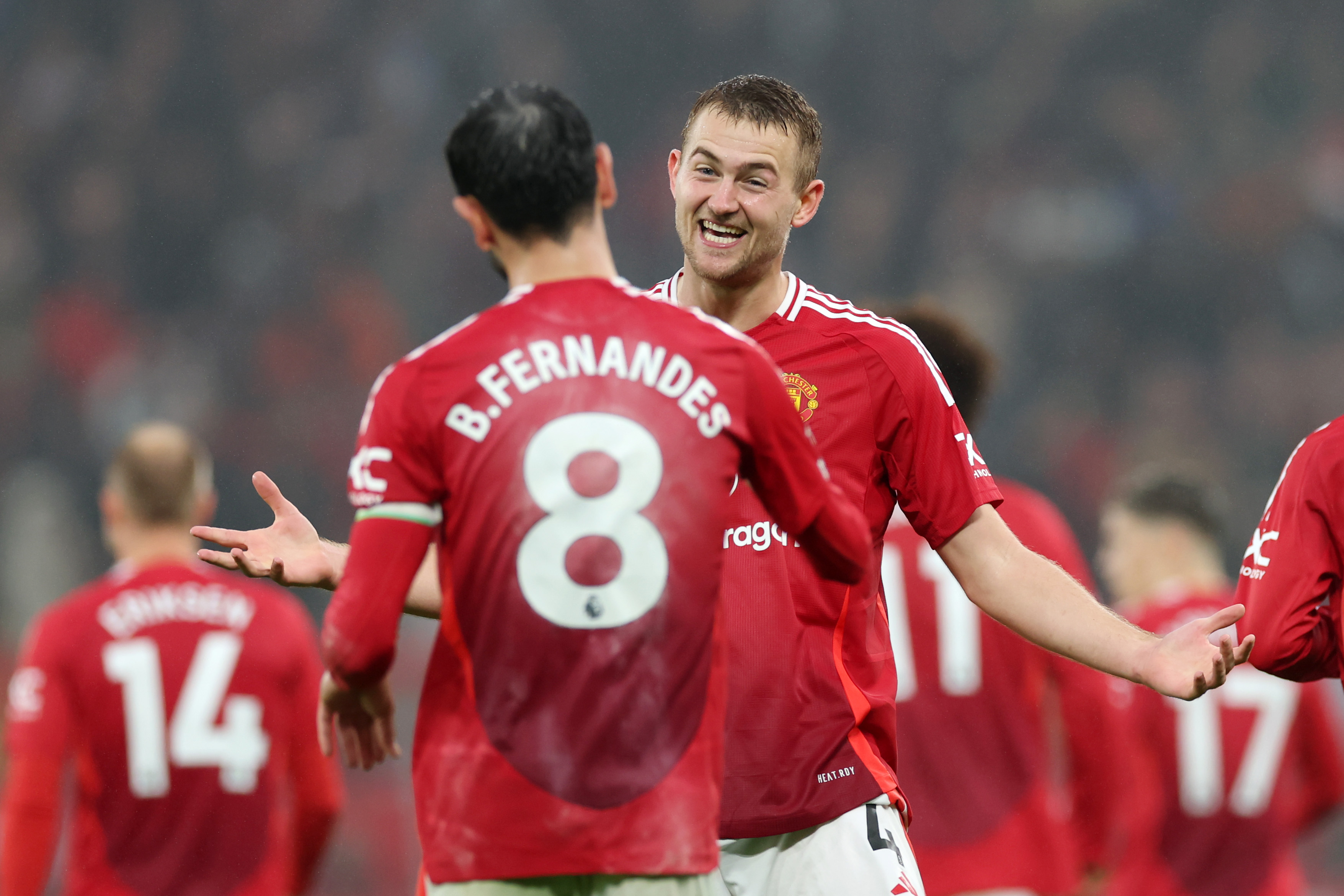 Bruno Fernandes and Matthijs de Ligt sharing a smile