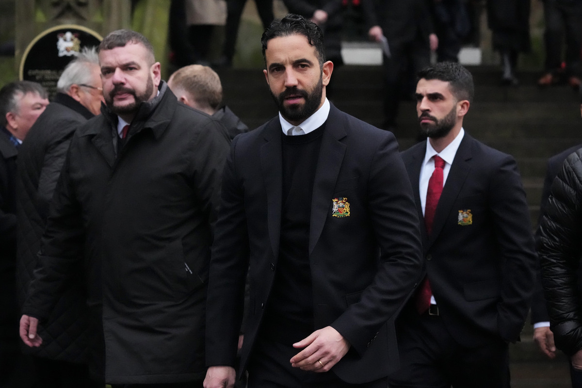 Ruben Amorim attending Sir Denis Law's funeral