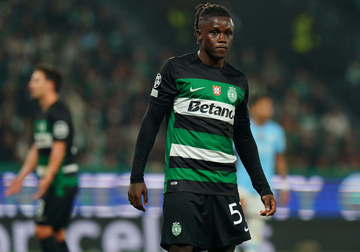 Geovany Quenda on the pitch for Sporting CP