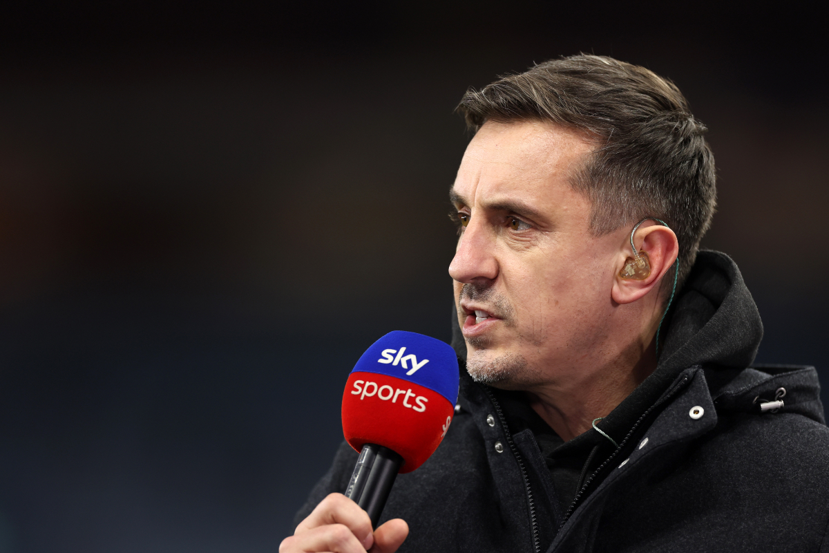 Gary Neville talks while on punditry for Sky Sports.