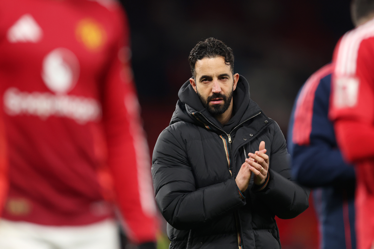 Ruben Amorim applauds the fans after Man United exit the FA Cup.