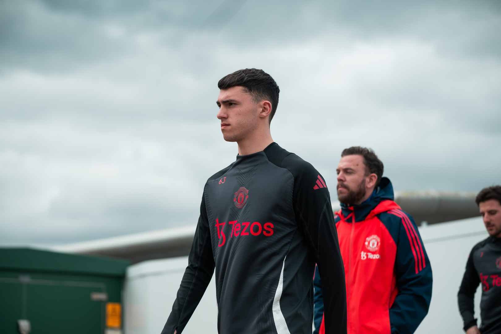 James Scanlon walks out for training at Carrington.