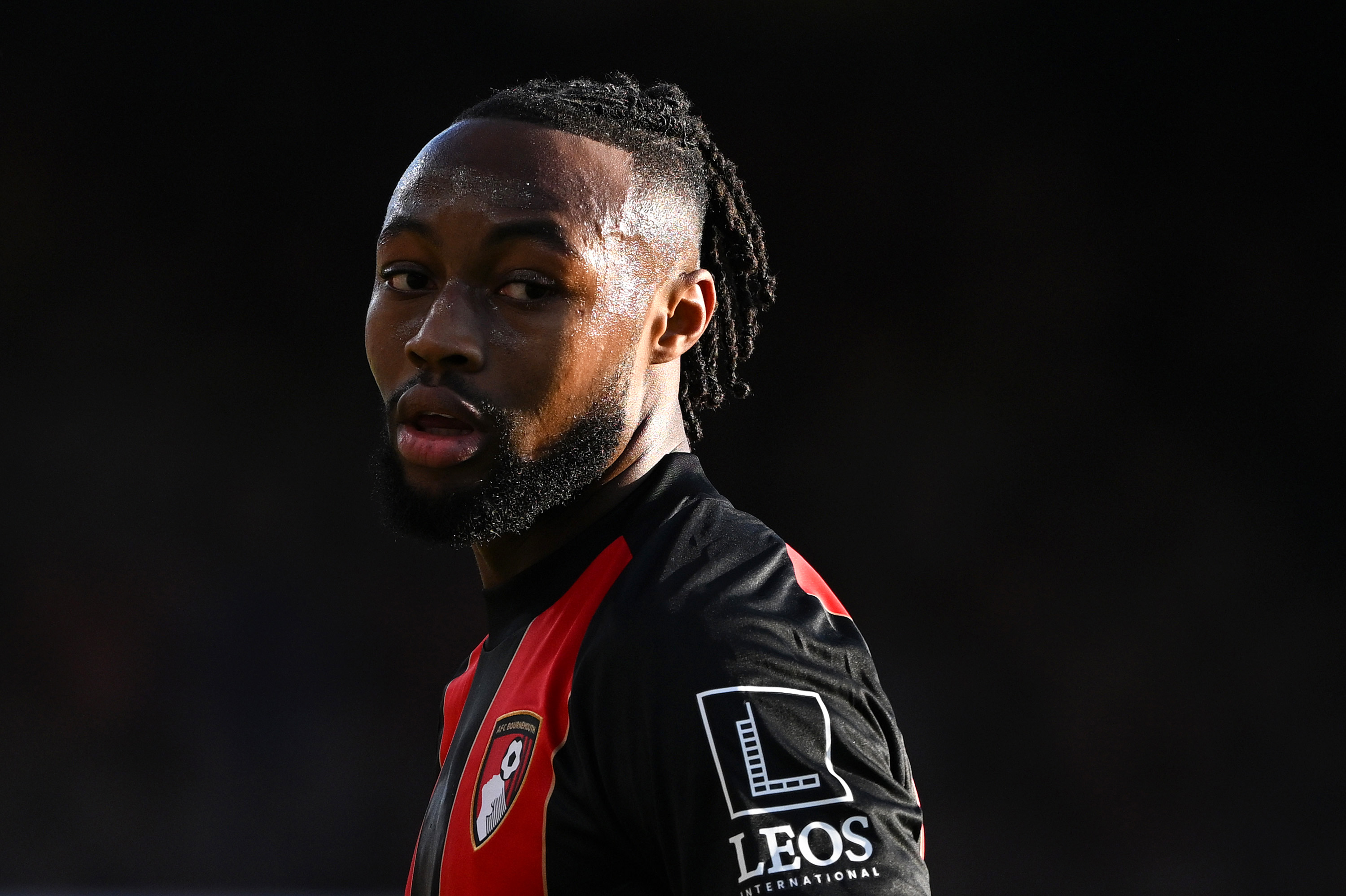 Antoine Semenyo looks on while in action for Bournemouth.