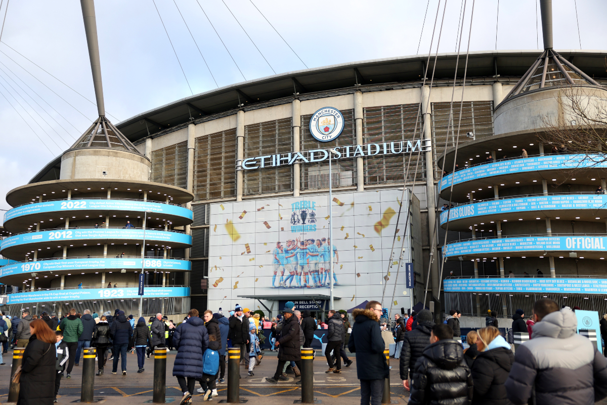 A general view outside the Etihad Stadium on matchday.