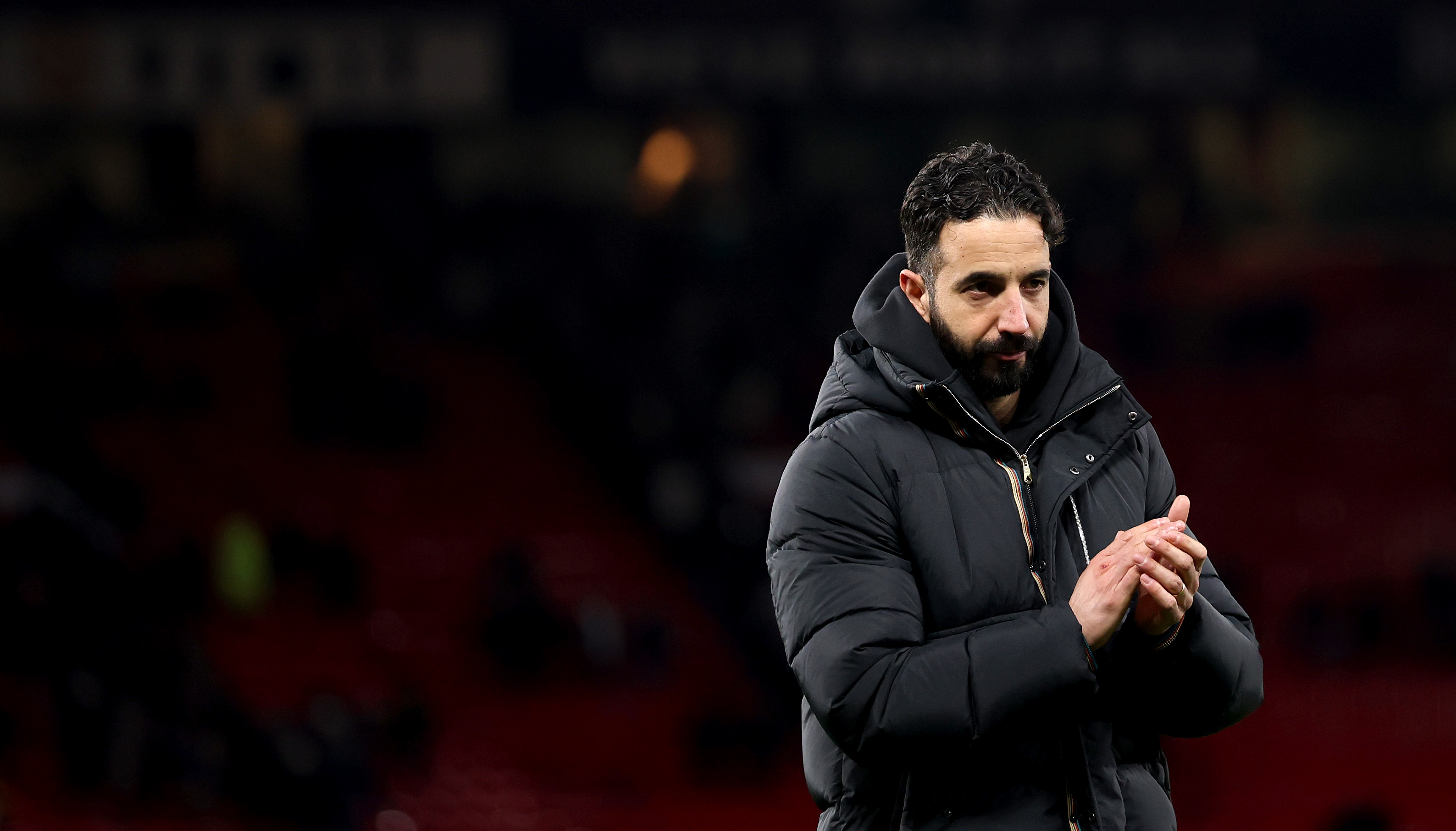 Ruben Amorim applauding Man United supporters