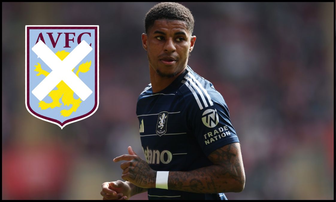Marcus Rashford looks one while in action for Aston Villa against Southampton.