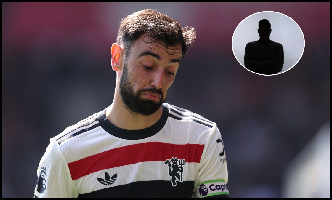 Bruno Fernandes shrugging his shoulder