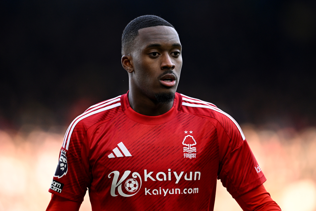 Callum Hudson-Odoi looks on while in action for Nottingham Forest.