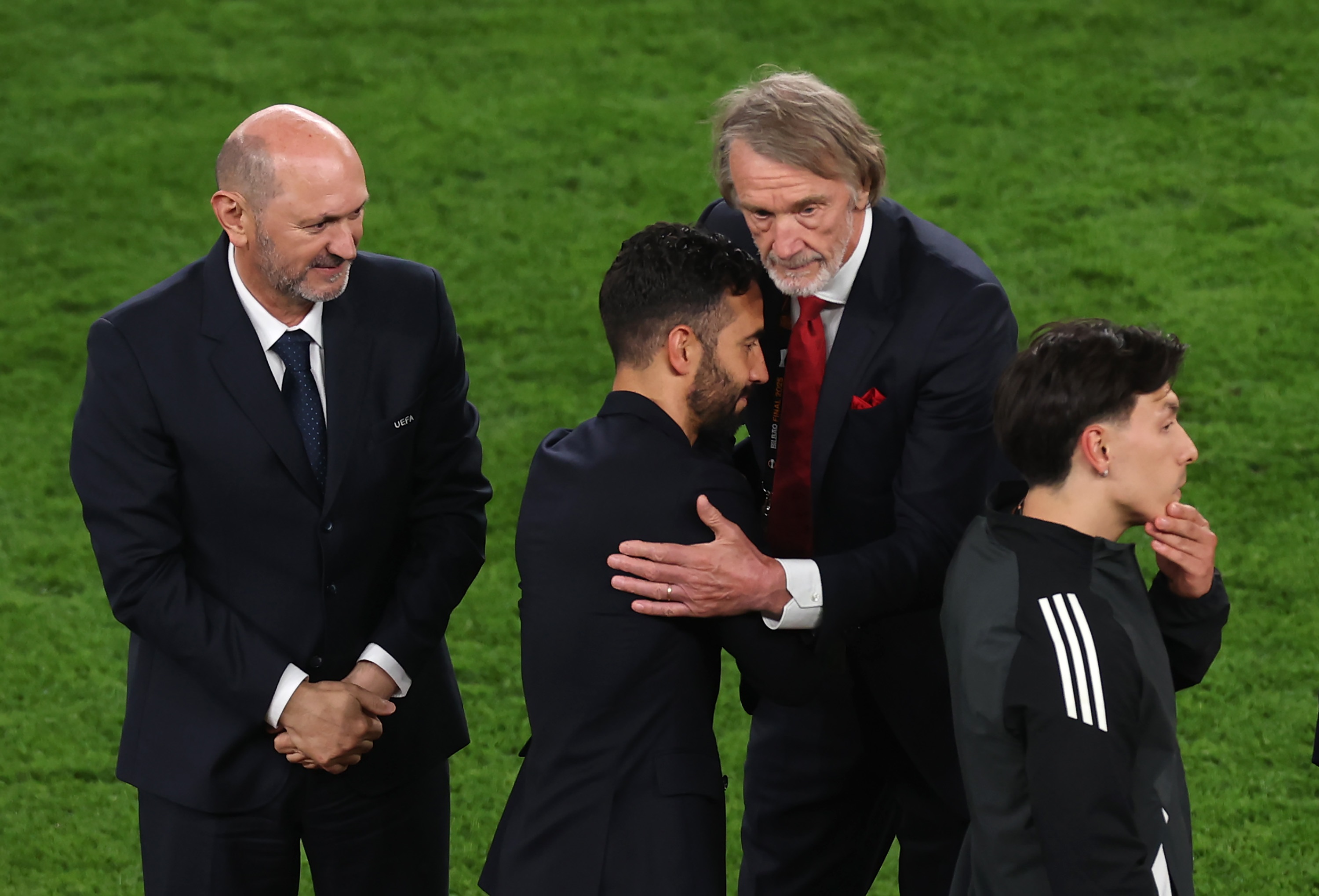 Ruben Amorim hugs Man Utd chief Sir Jim Ratcliffe.
