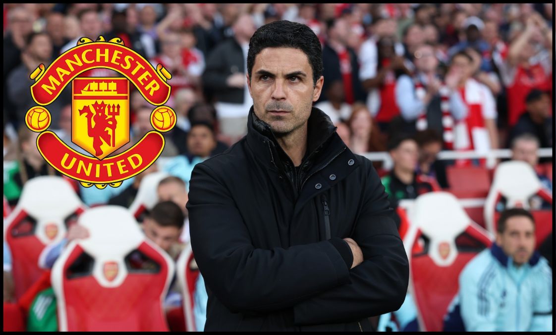 Mikel Arteta looks on from the touchline ahead of kick-off at the Emirates.