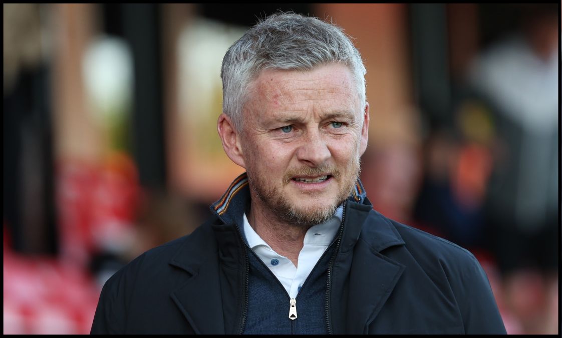 Ole Gunnar Solskjaer watches on from the stands during a Salford City match.