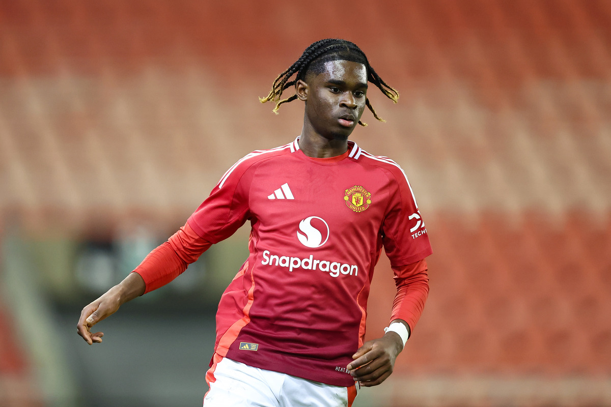 Jaydan Kamason in action for Man United