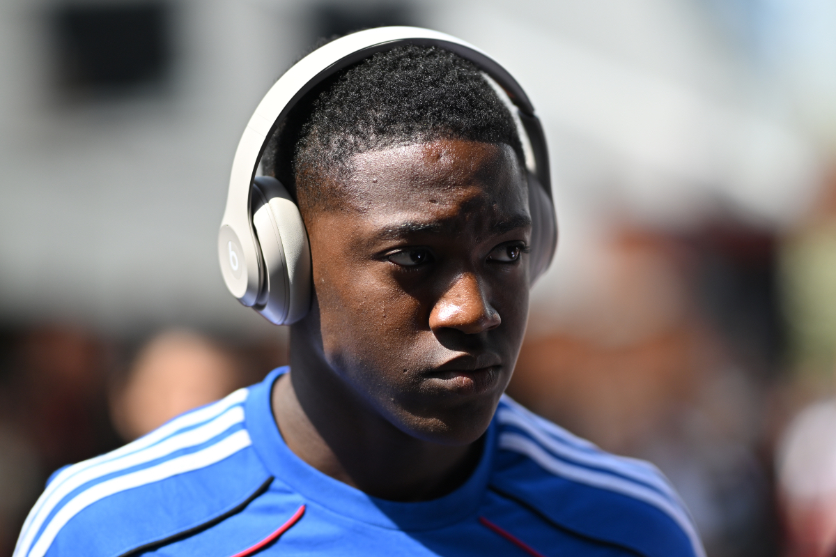 Kobbie Mainoo arrives ahead of Manchester United’s Premier League game.