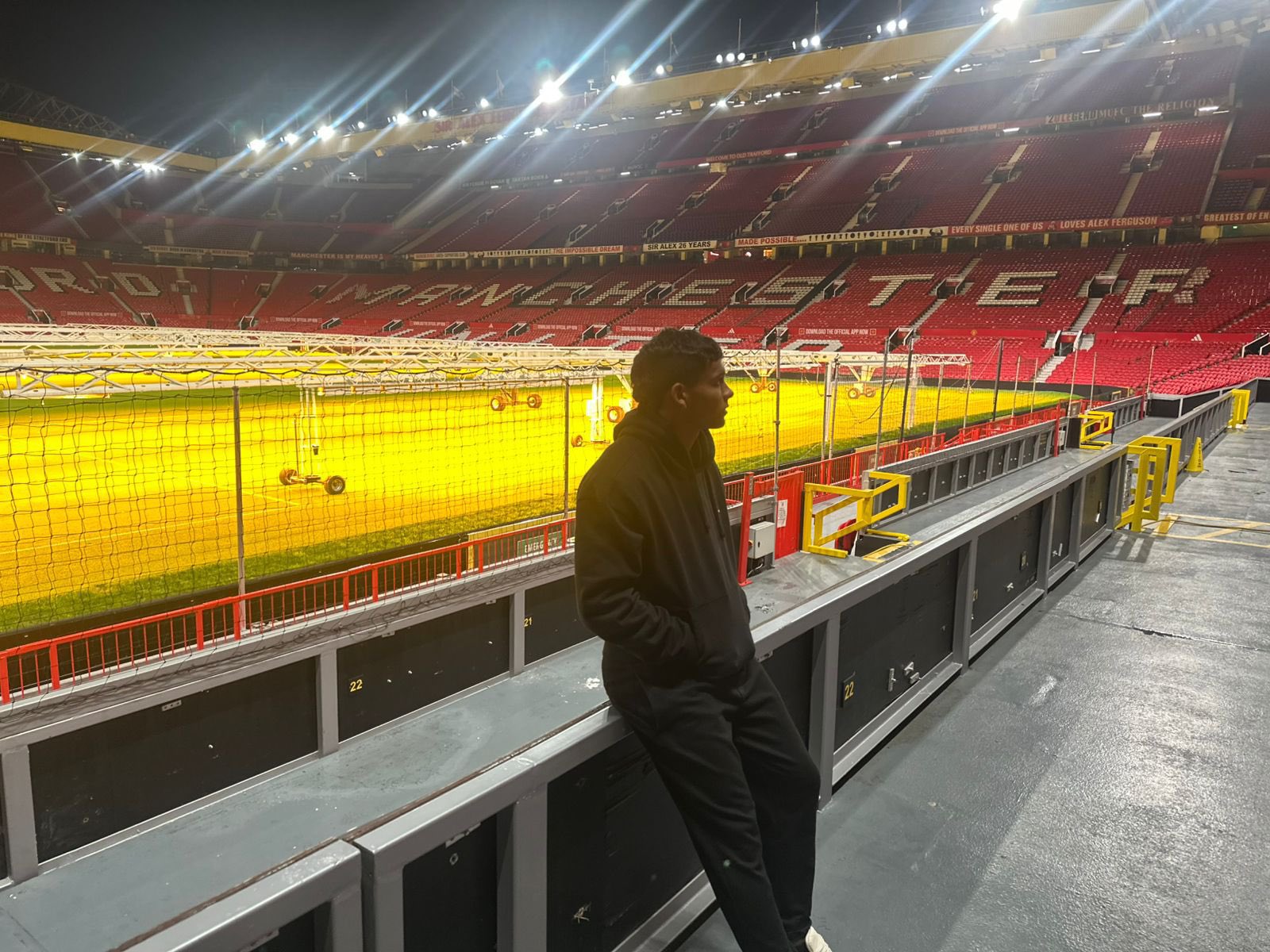 Diego Leon admires Old Trafford in his first visit to the stadium.