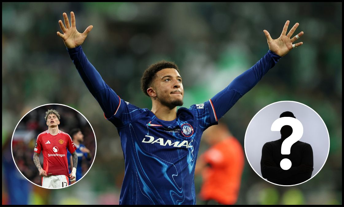 Jadon Sancho celebrates winning the Conference League